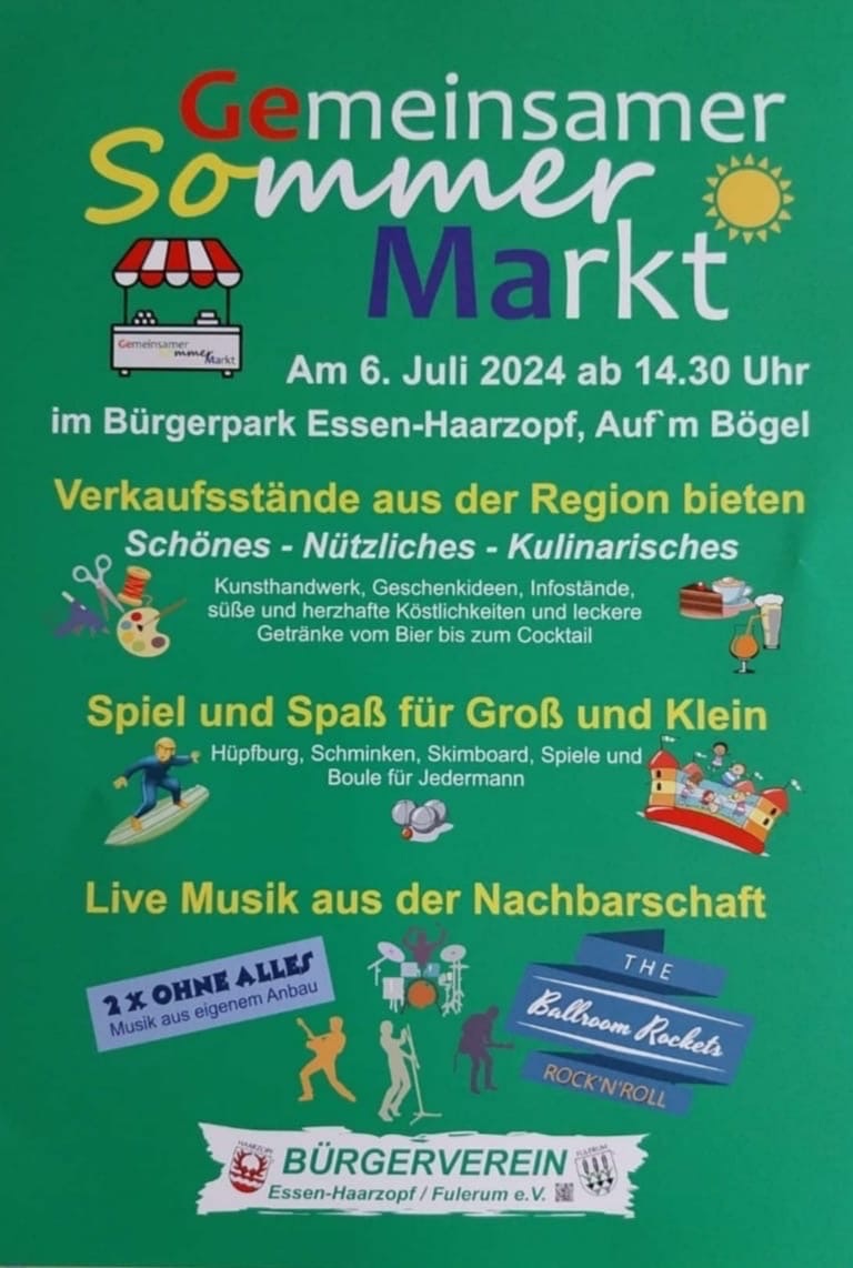 Gemeinsamer Sommer Markt in Essen mit 2 X OHNE ALLES