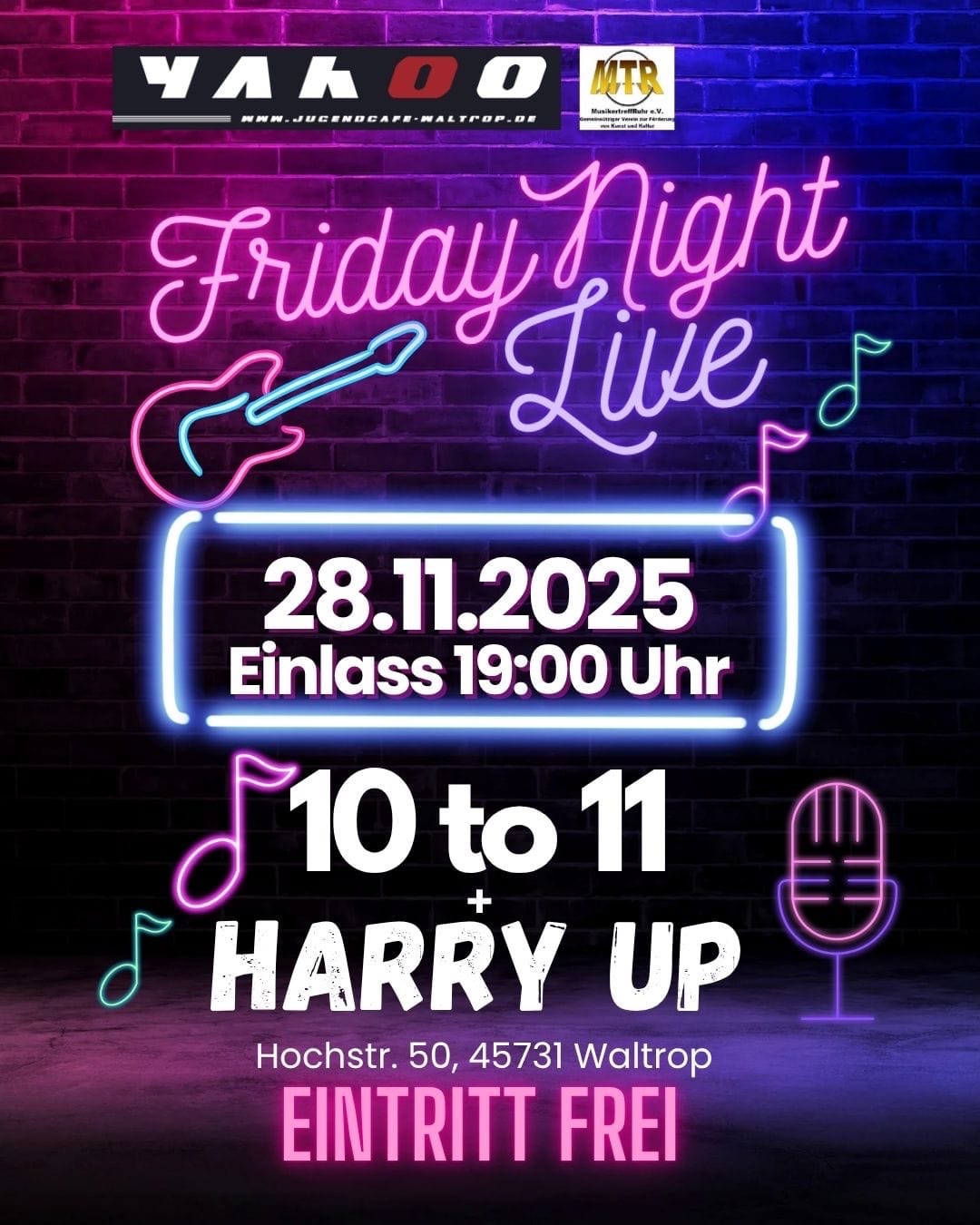 Die übernächste Friday Night diesmal in Waltrop, mit ….