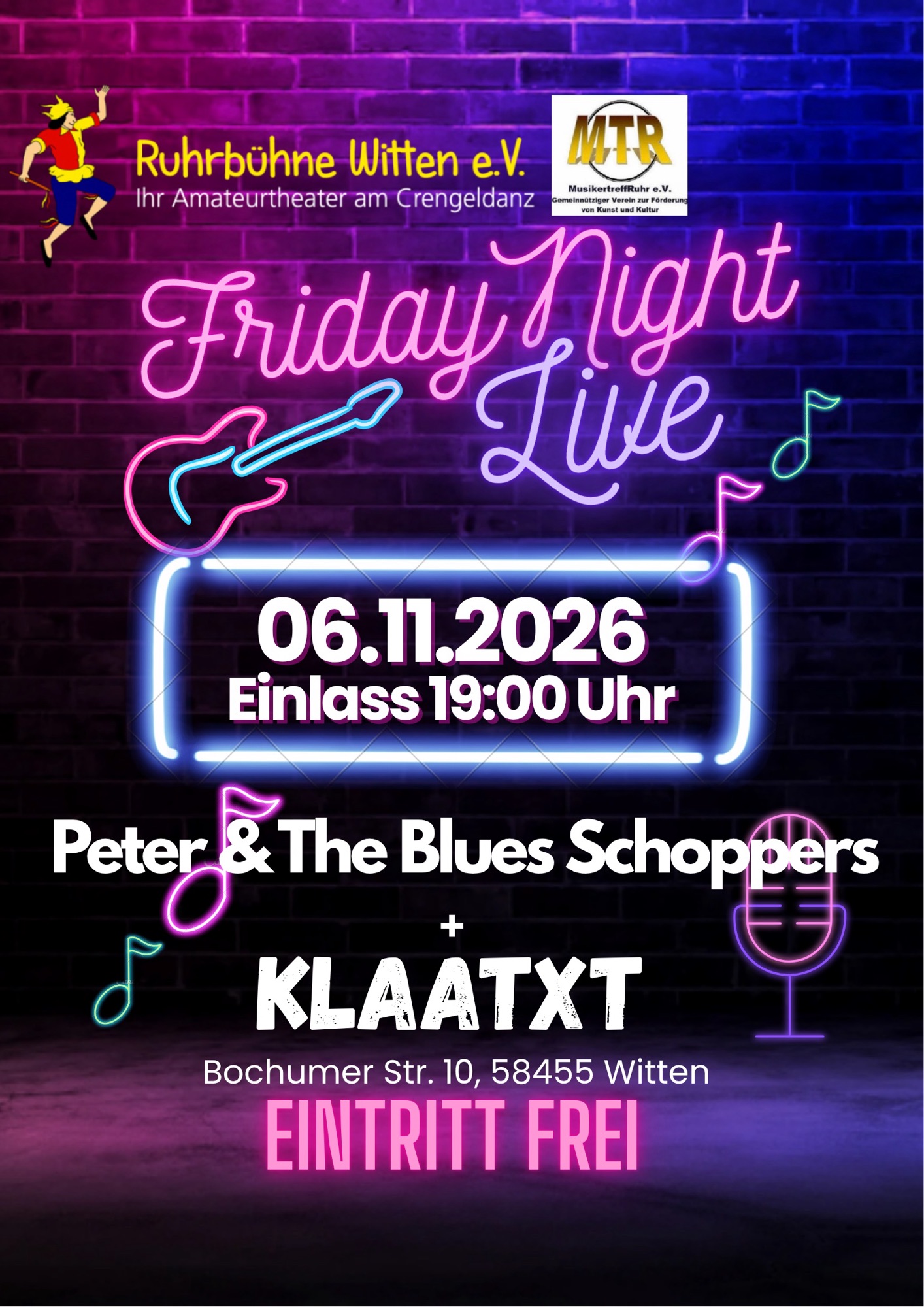 Die nächste Friday Night in Witten am 6.11. in der Ruhrbühne